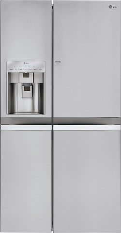 LG - Door-in-Door 21.6 Cu. Ft. Counter-Depth Side-by-Side Refrigerator with Thru-the-Door Ice and Water - Stainless Steel